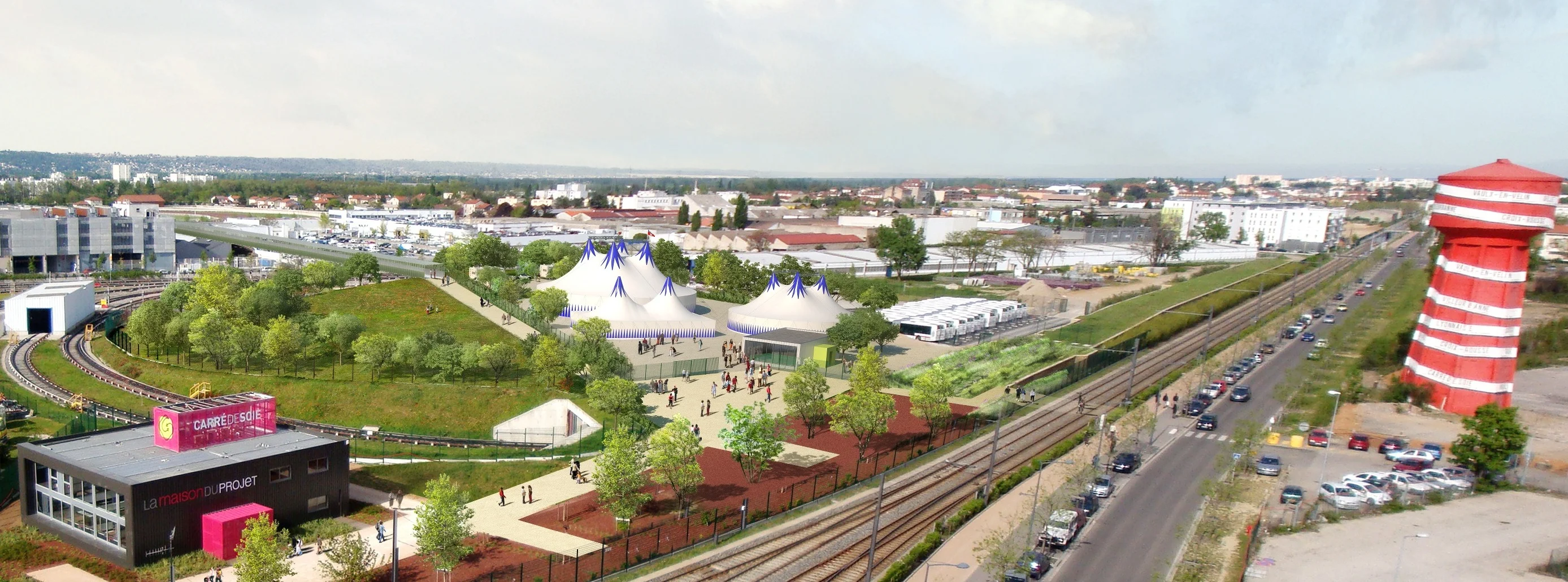 Vue aérienne du quartier Carré de Soie à Lyon pour un investissement locatif à Lyon