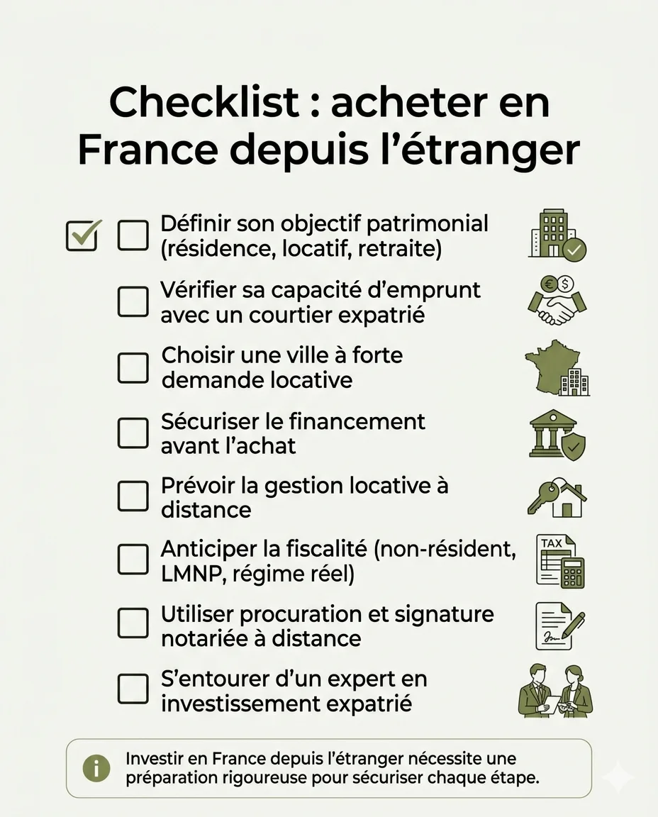 Checklist expatrié pour mieux investir dans l'immobilier depuis l'étranger