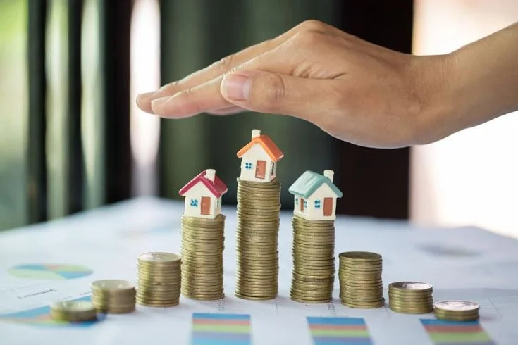 Illustration montrant le fonctionnement d’une SCPI avec plusieurs immeubles regroupés dans un même portefeuille immobilier